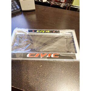 Civic Metal Tin License Plates 6" x 12" Car Enthusiast Auto Decor Set of  2